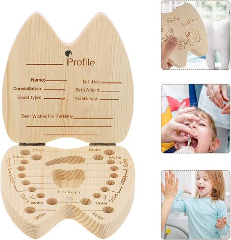 IMIKEYA Wooden Tooth Fairy Box for - Tooth Holder Keepsake Organizer for Childhood Memories in Kuwait