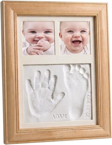 Baby Handprint and Footprint Kit- Wooden Picture Frame with Quick-Dry Clay, Newborn Hand & Footprint Frame, Personalized Baby's Shower Gift for Boys & Girls, Handprint Frame kit, Pet Paw Print, Baby Keepsake in Kuwait