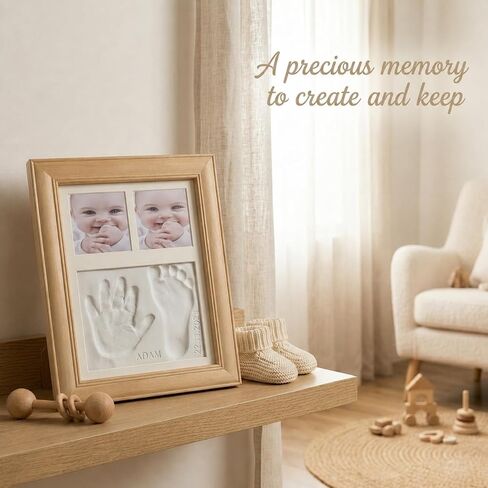 Baby Handprint and Footprint Kit- Wooden Picture Frame with Quick-Dry Clay, Newborn Hand & Footprint Frame, Personalized Baby's Shower Gift for Boys & Girls, Handprint Frame kit, Pet Paw Print, Baby Keepsake in Kuwait