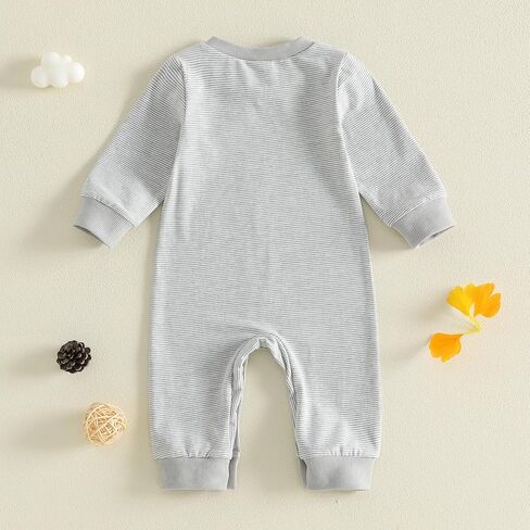 Newborn Baby Boy Knit Romper One Piece Jumpsuit Going Home Outfit | Rib Knit Taking Coming Going Home Outfit, Long Sleeve, Organic Cotton Baby Boy Clothes, 0 3 6 12 18 Month in Kuwait
