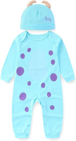 Disney Monsters Inc. Sulley Baby Boys Romper Coverall with Cap 2 Pc Set in Kuwait