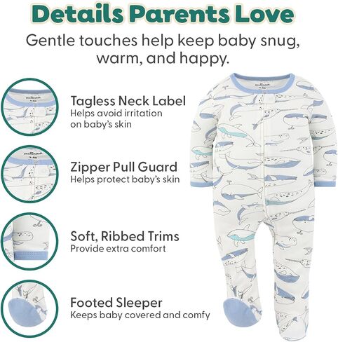 The Peanutshell 3pk Footed Sleepers - Baby Boy Clothes Newborn, 0-3, 3-6, 6-9 Months, Baby Boy Gifts - Soft Nautical in Kuwait