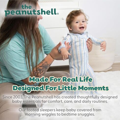 The Peanutshell 3pk Footed Sleepers - Baby Boy Clothes Newborn, 0-3, 3-6, 6-9 Months, Baby Boy Gifts - Soft Nautical in Kuwait