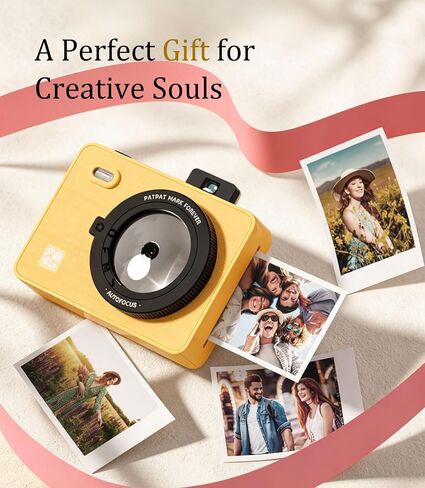 Z5S 2-in-1 Instant Camera & Bluetooth Photo Printer with 30 Sheets, Dye Sublimation Digital Camera with 2x3 Prints for iPhone & Android, Gift, Kids, Yellow in Kuwait
