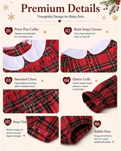 Renotemy Baby Girl Clothes Smocked Bubble Romper with Headband Peter Pan Collar Infant Fall Winter Outfit for Preemie Newborn in Kuwait