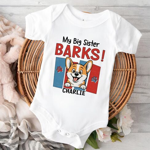 Wrappiness Protected by Dog Baby Onesie for Baby Girl Boy - Personalized Bodysuit Gift Baby Clothes with Pet Design in Kuwait