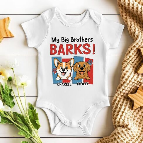 Wrappiness Protected by Dog Baby Onesie for Baby Girl Boy - Personalized Bodysuit Gift Baby Clothes with Pet Design in Kuwait