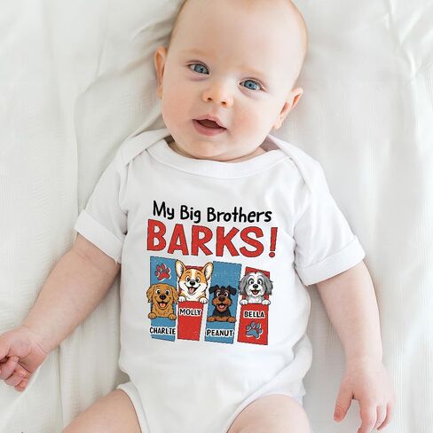 Wrappiness Protected by Dog Baby Onesie for Baby Girl Boy - Personalized Bodysuit Gift Baby Clothes with Pet Design in Kuwait