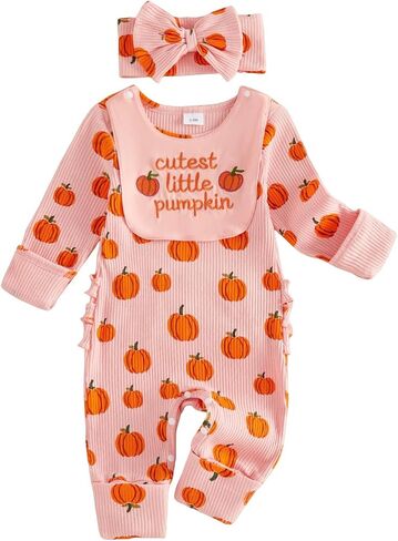 FYBITBO My First Halloween Baby Girl Outfit Newborn Little Pumpkin Romper Coming Home Jumpsuit Cute Fall Baby Clothes in Kuwait
