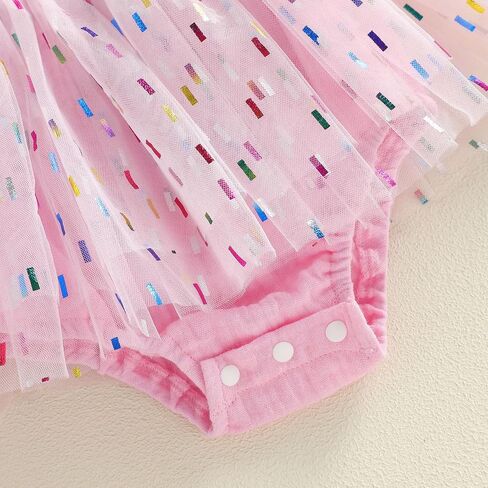 Gaono Baby Girl 1st Birthday Outfit Fly Sleeve One Embroidery Tulle Romper Dress+Headband Birthday Cake Smash 2Pcs Clothes in Kuwait