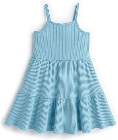 Monica + Andy Girls' Organic Ribbed Spaghetti Strap Dress in Kuwait