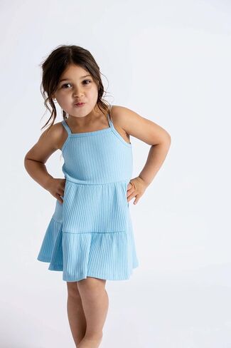 Monica + Andy Girls' Organic Ribbed Spaghetti Strap Dress in Kuwait