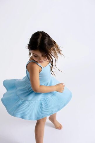 Monica + Andy Girls' Organic Ribbed Spaghetti Strap Dress in Kuwait