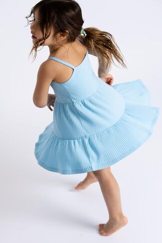 Monica + Andy Girls' Organic Ribbed Spaghetti Strap Dress in Kuwait