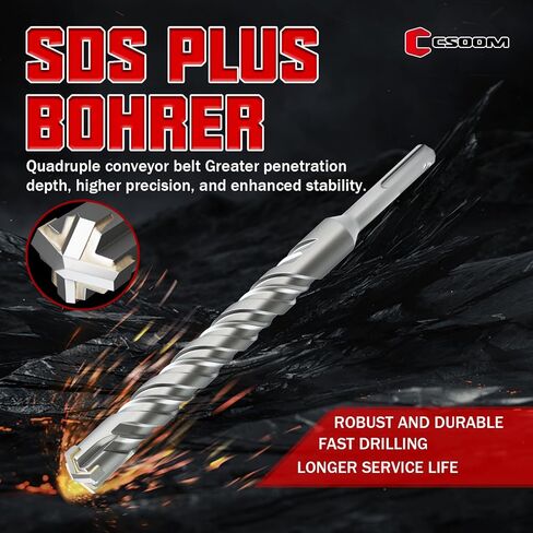 CSOOM SDS Plus Rotary Hammer Drill Bit 3/4"x8.27", Professional Concrete Drill Bit for Concrete, Brick, Stone and Cement Walls in Kuwait