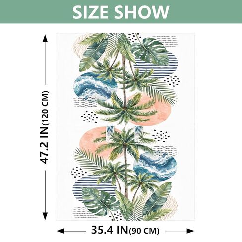 Palm Tree Pattern Baby Car Seat Cover Stroller Canopy | Muslin-like Cotton Blend, Breathable, Multi-use, Newborn Essentials Must Haves, Fits Most Strollers, for Babies Boys Girls in Kuwait