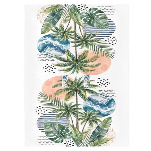 Palm Tree Pattern Baby Car Seat Cover Stroller Canopy | Muslin-like Cotton Blend, Breathable, Multi-use, Newborn Essentials Must Haves, Fits Most Strollers, for Babies Boys Girls in Kuwait