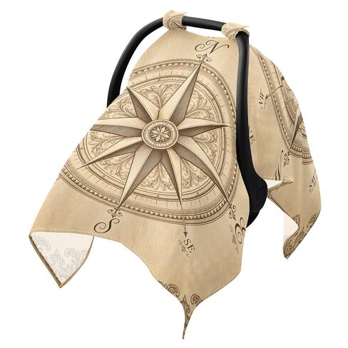 Vintage Nautical Pattern Baby Car Seat Cover Infant Carseat Cover | Muslin-like Cotton Blend, Breathable, Multi-use, Newborn Essentials Must Haves, Fits Most Strollers, for Babies Boys Girls in Kuwait