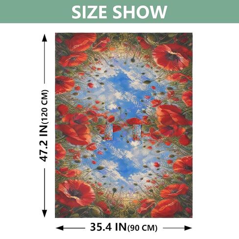 Poppy Flower Print Baby Car Seat Cover Breastfeeding Cover | Muslin-like Cotton Blend, Breathable, Multi-use, Newborn Essentials Must Haves, Fits Most Strollers, for Babies Boys Girls in Kuwait