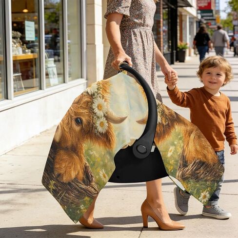 Cow Basket Pattern Baby Car Seat Cover Carseat Canopy Cover | Muslin-like Cotton Blend, Breathable, Multi-use, Newborn Essentials Must Haves, Fits Most Strollers, for Babies Boys Girls in Kuwait