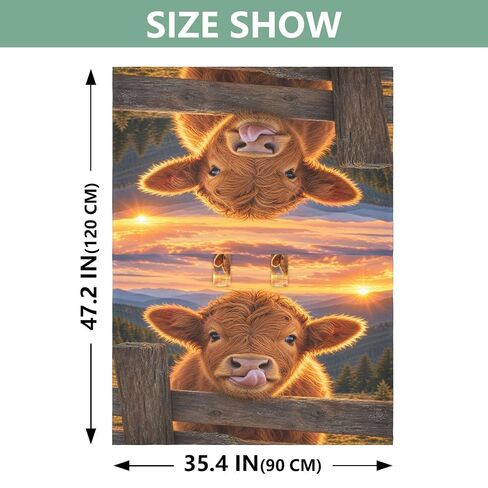 Cow Sunset Pattern Baby Car Seat Cover Stroller Shade | Muslin-like Cotton Blend, Breathable, Multi-use, Newborn Essentials Must Haves, Fits Most Strollers, for Babies Boys Girls in Kuwait