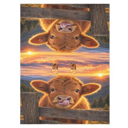 Cow Sunset Pattern Baby Car Seat Cover Stroller Shade | Muslin-like Cotton Blend, Breathable, Multi-use, Newborn Essentials Must Haves, Fits Most Strollers, for Babies Boys Girls in Kuwait