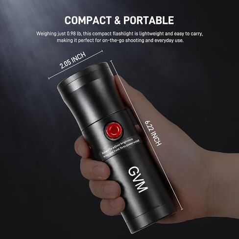 GVM PZ10C RGB Photography Flashlight, 12W Portable LED Video Spotlight, 4 Colors & 20 GOBO Effects, CRI95+, 7500mAh Battery, Handheld Camera Light for Photography, Filming & Studio, USB in Kuwait
