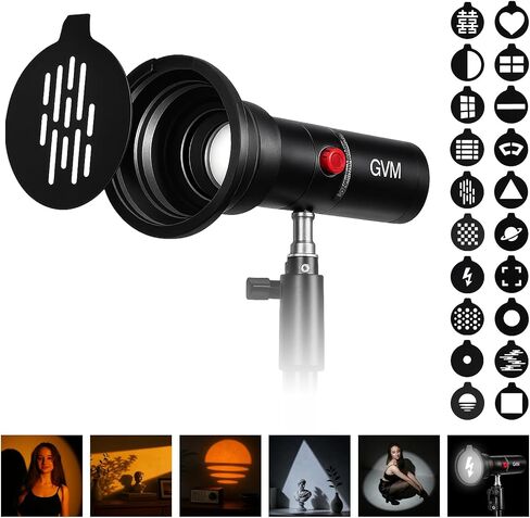 GVM PZ10C RGB Photography Flashlight, 12W Portable LED Video Spotlight, 4 Colors & 20 GOBO Effects, CRI95+, 7500mAh Battery, Handheld Camera Light for Photography, Filming & Studio, USB in Kuwait