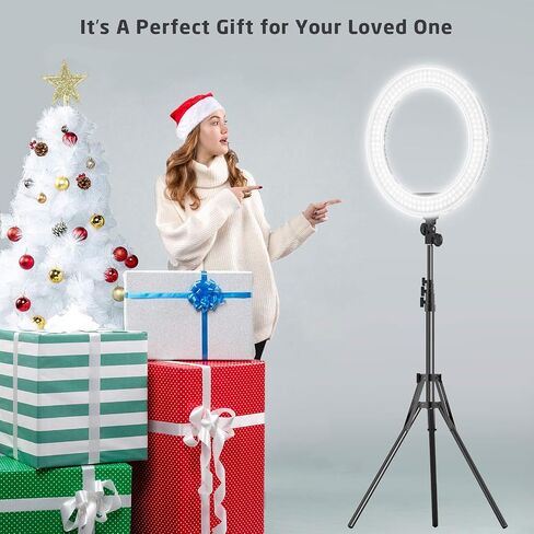 18 inch Ring Light with Stand,60W Bi-Color 3000-5800K Professional Ring Lights with Tripod for Makeup Vlog, Tattoo Large Ring Light for Phone Camera Tablet in Kuwait