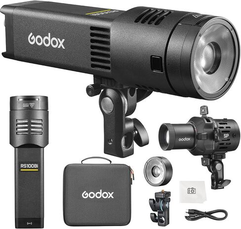 Godox RS100Bi-1K LED Video Light Kit,100W Bi-Color Studio Continuous Flash | Dimmable Photography Lighting with Battery,SP36K Projection,DMX/APP Control for Portrait, Product,Video Recording,Streaming in Kuwait