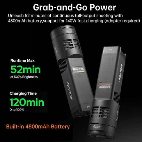 Godox RS100Bi-1K LED Video Light Kit,100W Bi-Color Studio Continuous Flash | Dimmable Photography Lighting with Battery,SP36K Projection,DMX/APP Control for Portrait, Product,Video Recording,Streaming in Kuwait