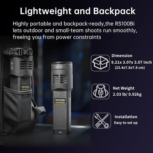 Godox RS100Bi-1K LED Video Light Kit,100W Bi-Color Studio Continuous Flash | Dimmable Photography Lighting with Battery,SP36K Projection,DMX/APP Control for Portrait, Product,Video Recording,Streaming in Kuwait