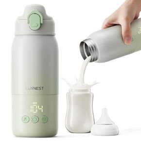 12oz Portable Baby Bottle Warmer, 6-Level Scheduled Timer Function | 3-Min Fast Heating, 6 Temp Control, Reverse Charging as a Power Bank, Child Safety Lock, USB-C, For Car, Airplane & Outdoor in Kuwait