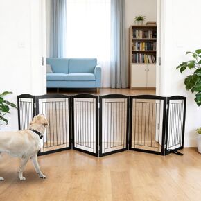 ZJSF Freestanding Dog Fence Indoor, Foldable Dog Gate for Doorways, Stairs or Hallways, Sturdy Wood Extra Wide Pet Gate with Support Feet for The House, White, 24 "Height-3 Panels in Saudi Arabia