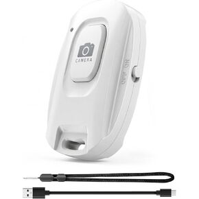 MAIRAN Rechargeable Wireless Camera Remote Shutter for Smartphones | Bluetooth Phone Remote Control,Selfie Button for Photos and Videos Charging Cable Included-White in Saudi Arabia