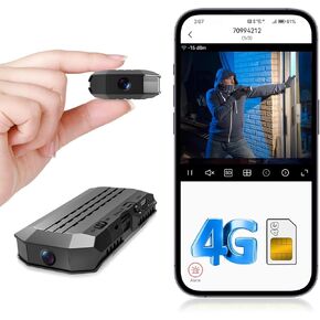 Mini 4G LTE Cellular Wireless Camera,No Need WiFi,4KHD with Video Recording Live Feed,3000mAh Larger Battery,No WiFi Cam with 160° Wide-Angle View,Night Vision,Motion Detection,AOV Low-Power in Kuwait