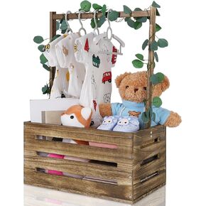 Wooden Baby Shower Crate Closet, Baby Basket with Handle, Personalized Baby Gifts Basket, Storage Basket, Newborn Boy Girl Welcome Gift for New Mom Parents in Kuwait