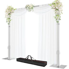 Heavy Duty Backdrop Stand, 8.9x10ft Pipe and Drape Stand, Black | Adjustable Photo Background Frame with Metal Flat Base, Back Drop Holder for Wedding Party Photography Trade Show Decoration in Kuwait