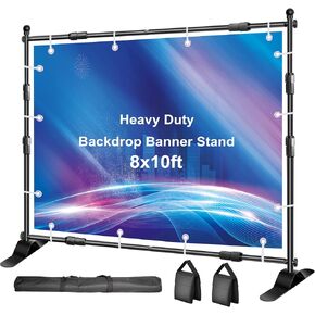FUDESY Photo Backdrop Banner Stand, 8x8ft Adjustable Step and Repeat Stand | Heavy Duty, 8x8 Backdrop Stand, Telescopic Tube, Party, Display, Trade Show, Photography, Wedding, Photo Booth in Saudi Arabia