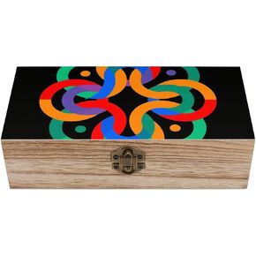 Mindful Pattern Wooden Storage Box with Hinged Lid for Photo | Wood Keepsake Box, Dustproof Storage Box, Decorative Treasure Chest, Memory Box for Crafts Coins Stamps Letters Jewelry in Kuwait