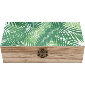 Green Palm Wooden Storage Box with Hinged Lid for Photo | Wood Keepsake Box, Dustproof Storage Box, Decorative Treasure Chest, Memory Box for Crafts Coins Stamps Letters Jewelry in Kuwait