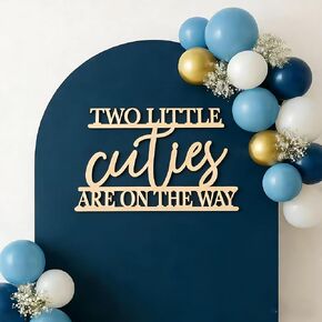 Two Little Cuties are on the way Sign for Backdrop,Wooden Citrus Orange Baby Shower Decoration for Baby Shower Party Gender Reveal Party Decoration in Kuwait