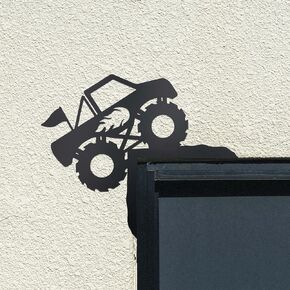 Monster Truck Wall Decor Metal Door Topper Boys Room Racing Accent Decor | Door Corner Display, Playroom Nursery & Gaming Room, Children, Room Makeover, Black, Powder-Coated Metal, Jam Fans Gift in Kuwait