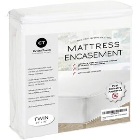 Waterproof Mattress Protector Twin Size - 6-Sided Zippered Mattress Encasement, Breathable Fabric Cover, Machine Washable, Fits Twin Mattress 39 x 75 Inches, Up to 16" Deep in Kuwait