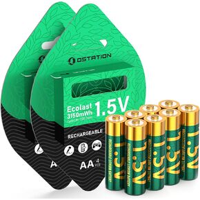 Ostation 1.5V AA Rechargeable Lithium Batteries 2100mAh 8 Pack 3150mWh in Kuwait
