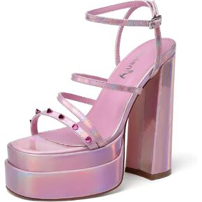 vivianly Open Toe Platform Heels Spikes Ankle Strap Sandals Block High Heels for Women in Saudi Arabia