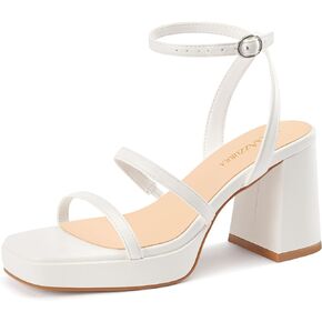 MIRAAZZURRA Platform Heels for Women 3 Inch Chunky Block Heeled Sandals Suqare Open Toe with Ankle Strap for Daily Party Dress in Saudi Arabia