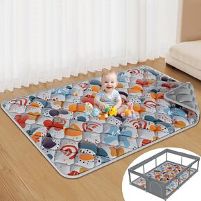 Jaobeem Baby Play Mats for Floor, Foldable 74x50 Playpen Mat Grey, Thicken Cushioning Padding Playmate for Baby and Toddlers Infants, Non-Slip, Machine Washable, Easy to Store in Saudi Arabia