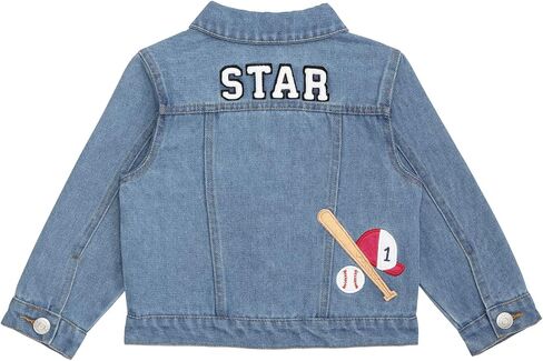 Mud Pie Toddler Boy Sports Denim Patch Jacket in Kuwait