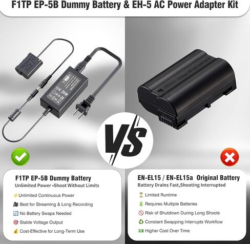 EH-5 Plus EP-5B AC Power Adapter DC Coupler kit for Z8 Z6II Z7II D500 D600 D610 D750 D780 D800 D810 D850 Cameras in Kuwait